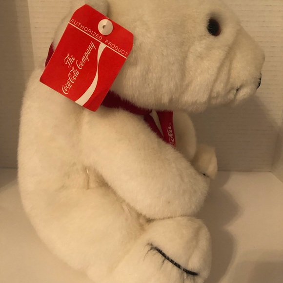 Vintage 1993 Coca-Cola 12" Plush Polar Bear Coca Cola Tag and Red Scarf NWT - Picture 2 of 7